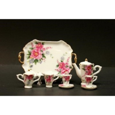 Service à thé miniature Fleurs roses